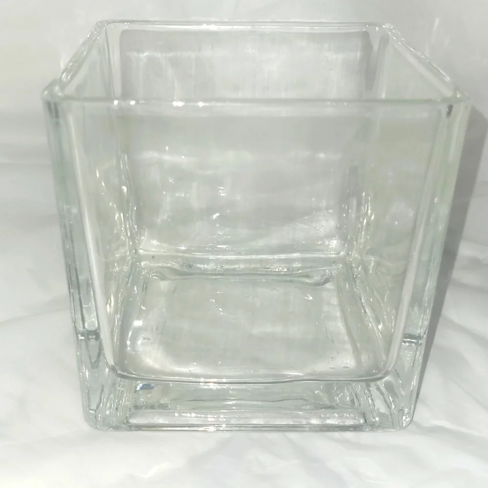 Square Glass Vase Clear Transparent 4.75
